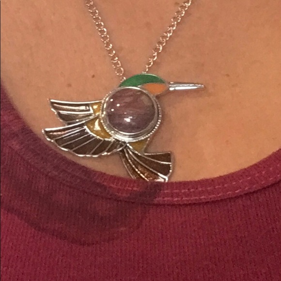 Hummingbird Necklace Handmade 20mm snap gingersnap SN20 display - Picture 5 of 7